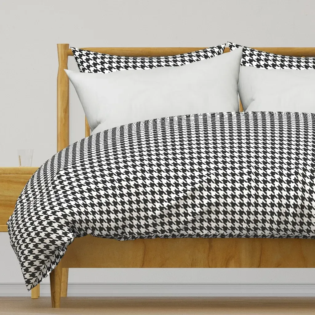 Raven Black Houndstooth Duvet Cover - Black product