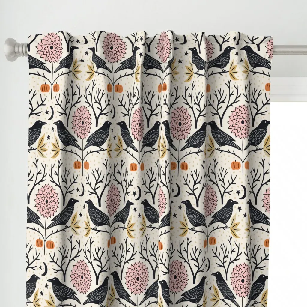 Raven Halloween Garden Curtain Panel - Black alternate view