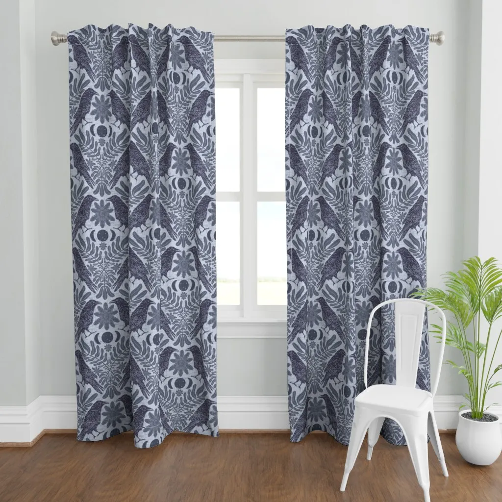 Ravens In The Moonlit Curtain Panel - Dark Blue product