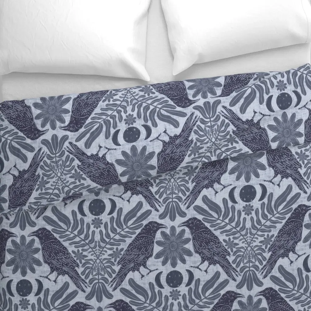 Ravens In The Moonlit Garden Duvet Cover - Dark Blue alternate view