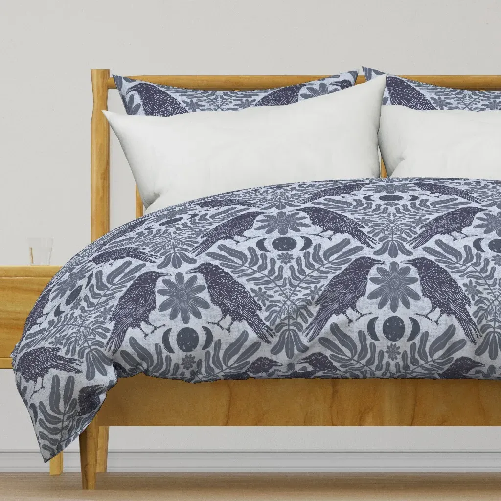 Ravens In The Moonlit Garden Duvet Cover - Dark Blue product