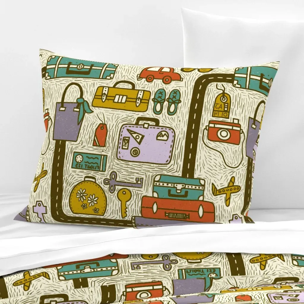 Ready For An Adventure Standard Knife Edge Cushion - Beige, Cotton product