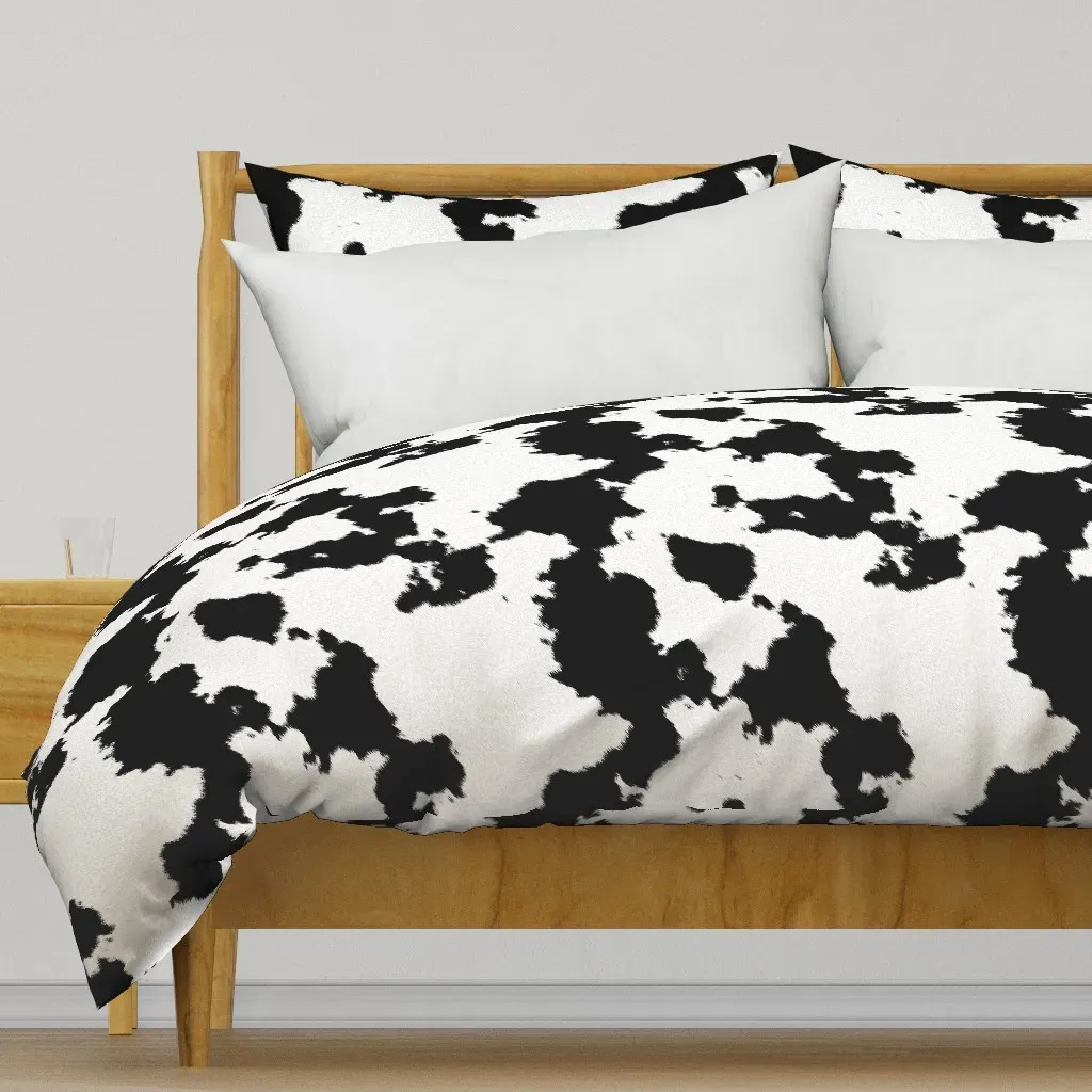 Realistic White Dairy Cow Hide Duvet Cover - Black product