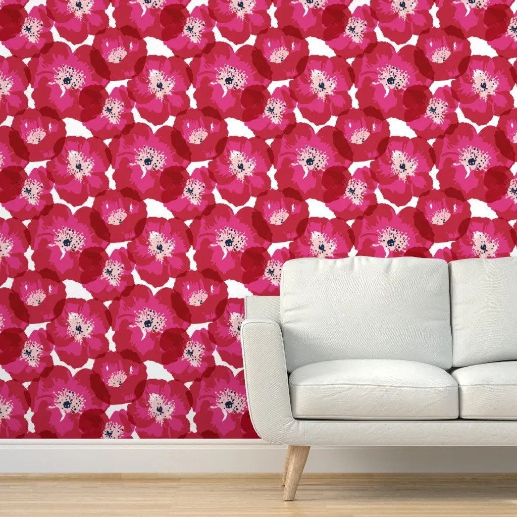 Really Big Poppies Peel and Stick Wallpaper - Red product