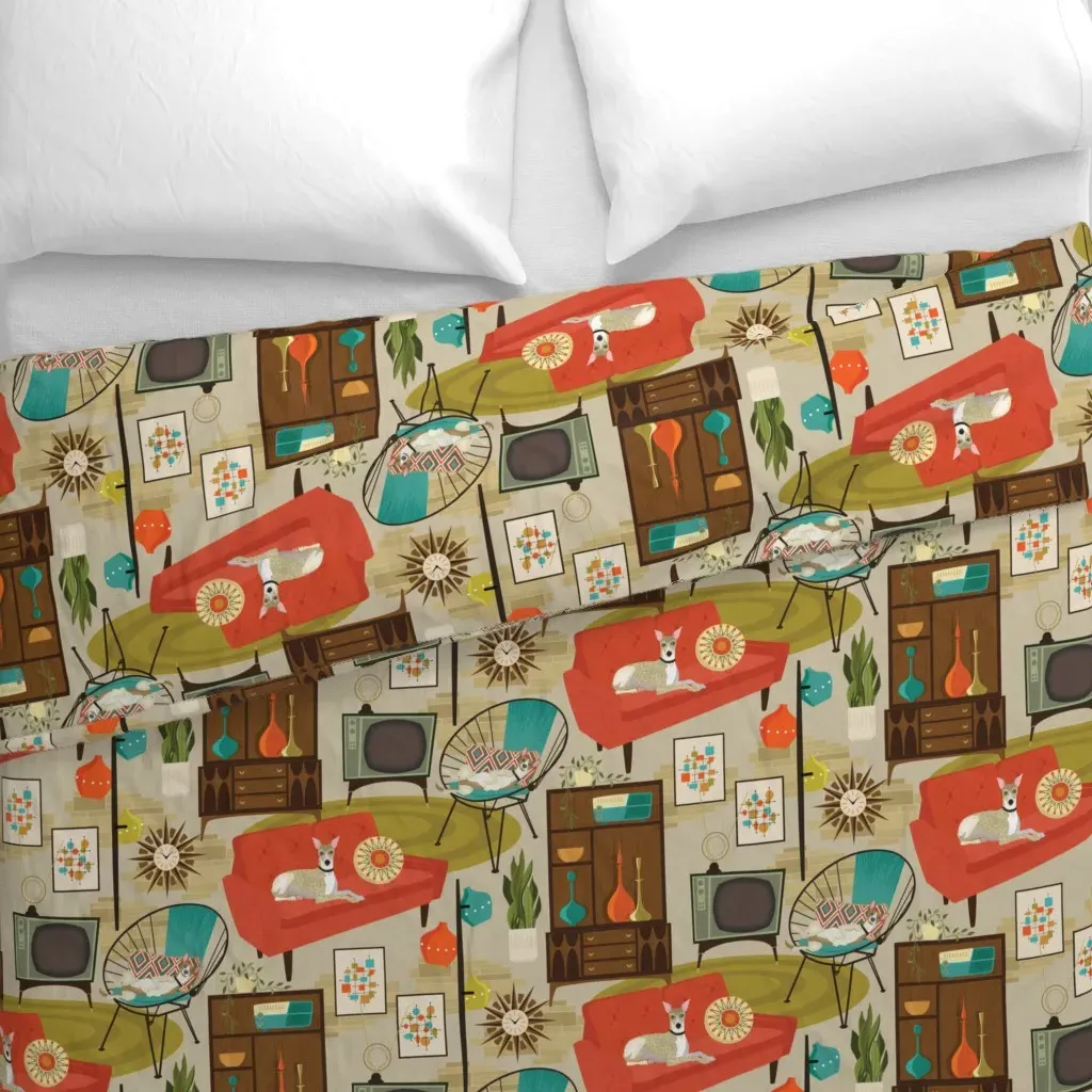 Rec Room Madness Duvet Cover - Orange, Red alternate view