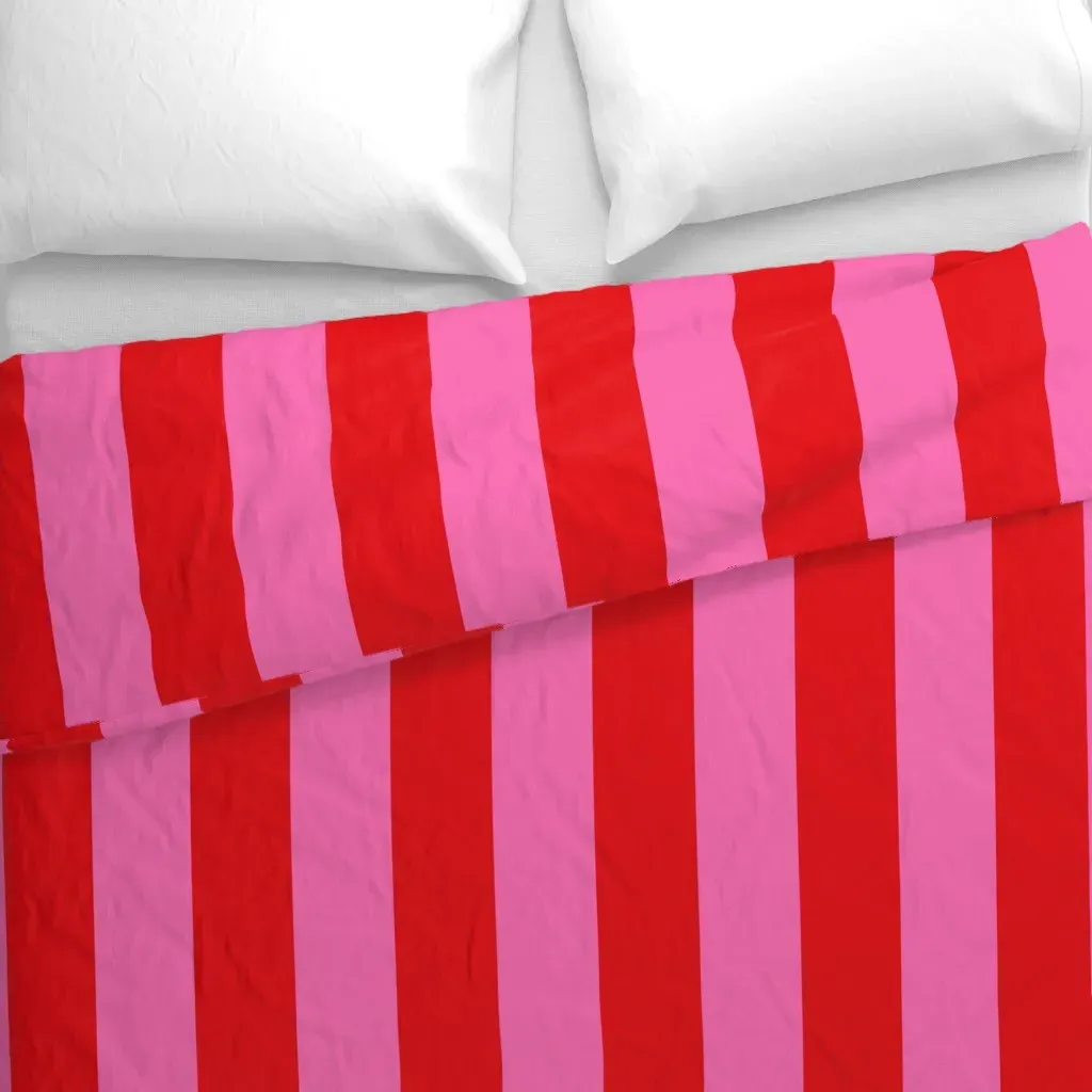Red and Pink Stripes Duvet Cover - Red alternate view
