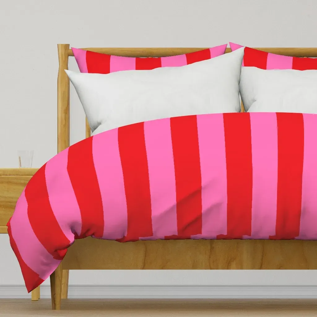 Red and Pink Stripes Duvet Cover - Red product