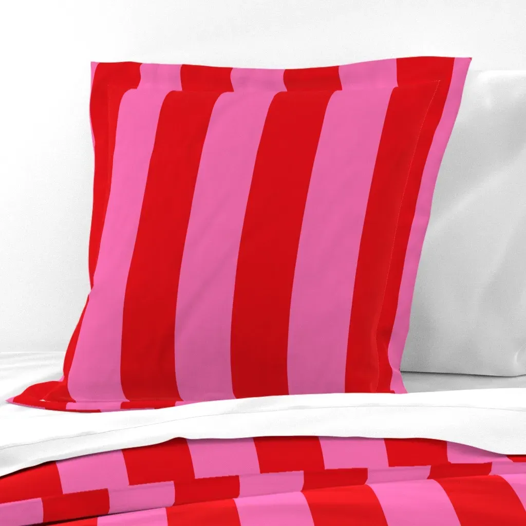 Red and Pink Stripes Euro Pillow Sham product