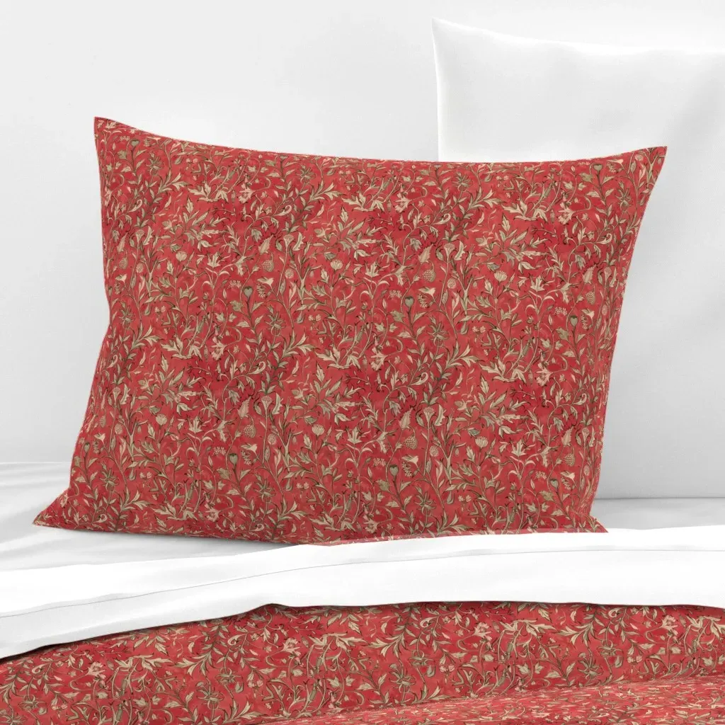 Red Larkspur by William Morris Standard Pillow Sham - Red, Cotton Sateen product