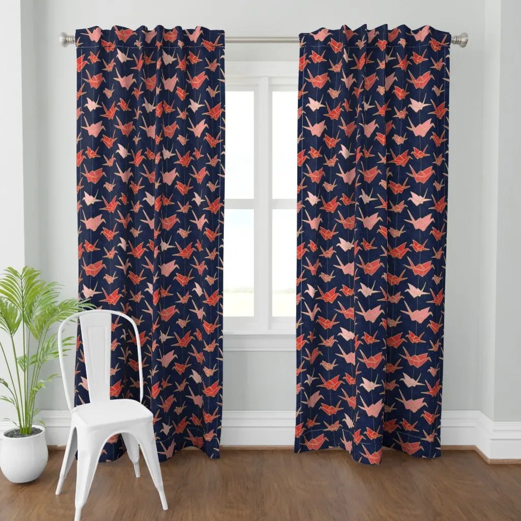 Red Origami Cranes Curtain Panel - Red product