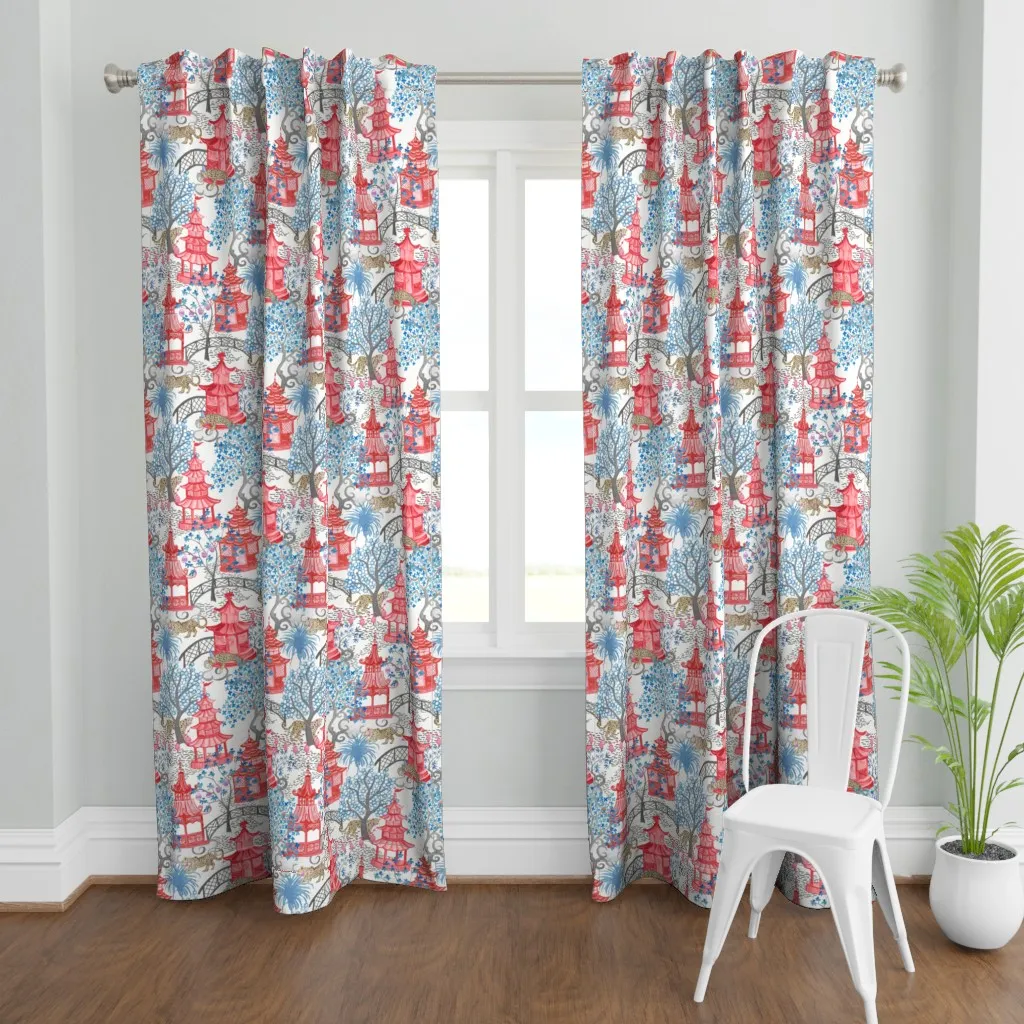 Red Pagodas Party Curtain Panel - Red product