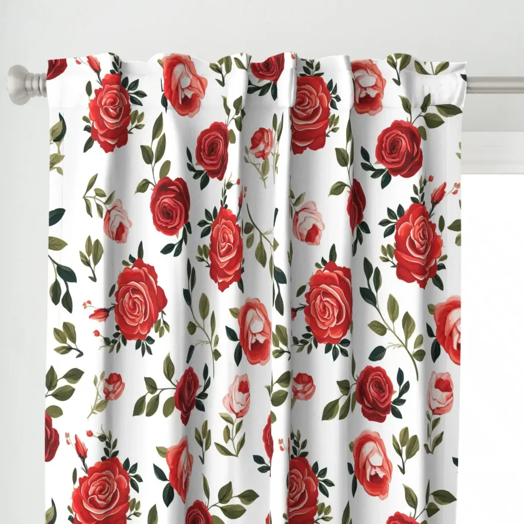 Red Roses Curtain Panel - Red alternate view