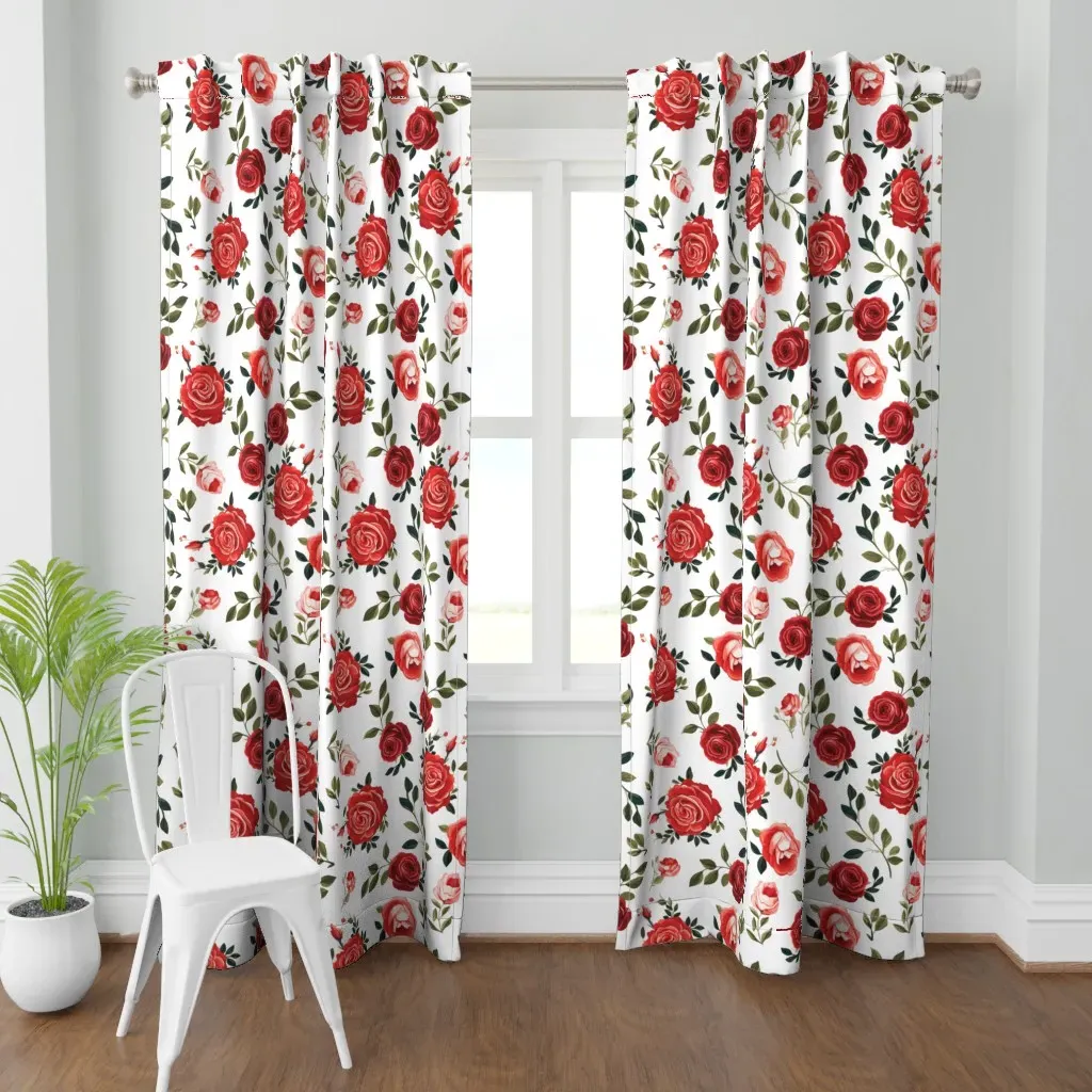 Red Roses Curtain Panel - Red product