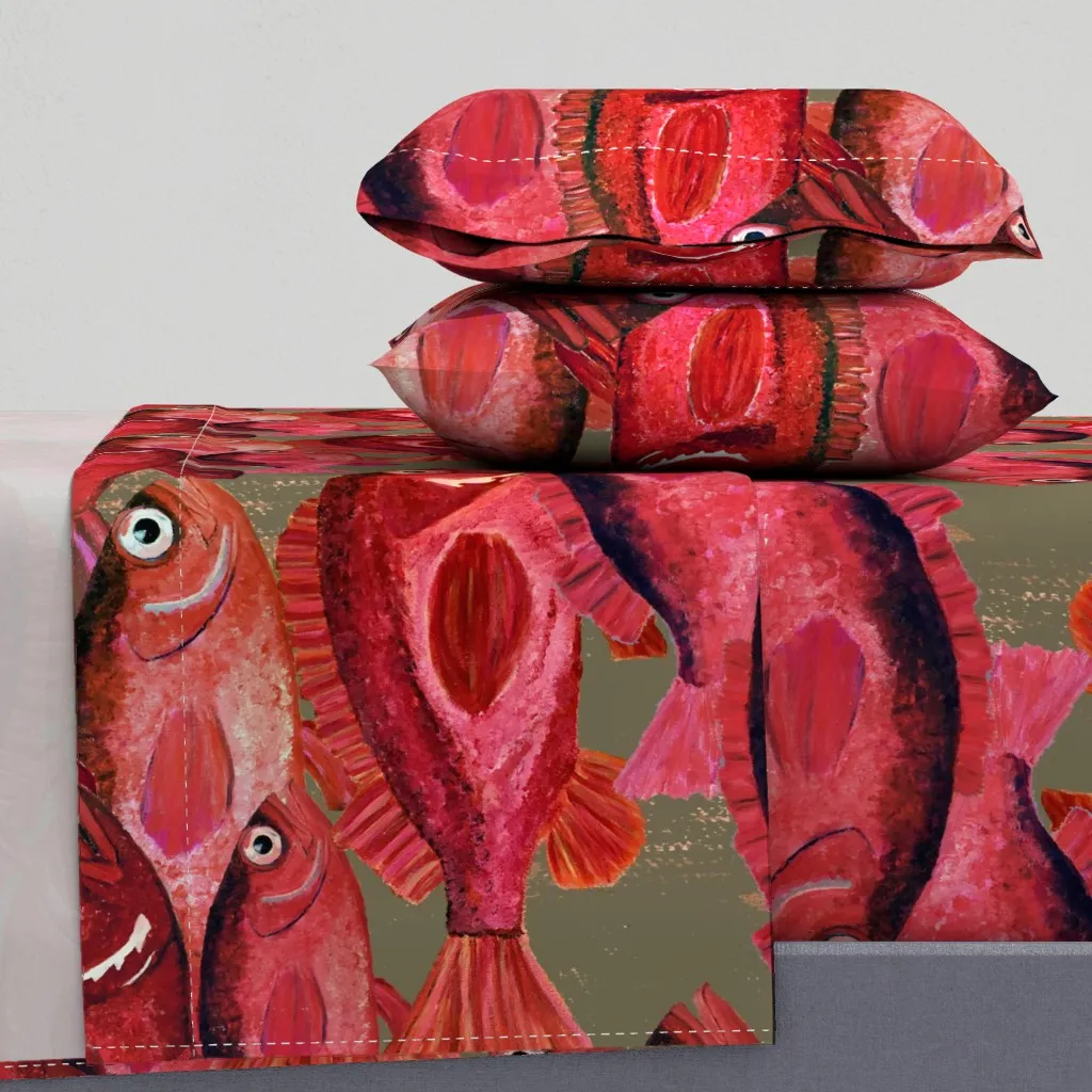Red Snapper Large Scale King Sheet Set - Crimson Red product