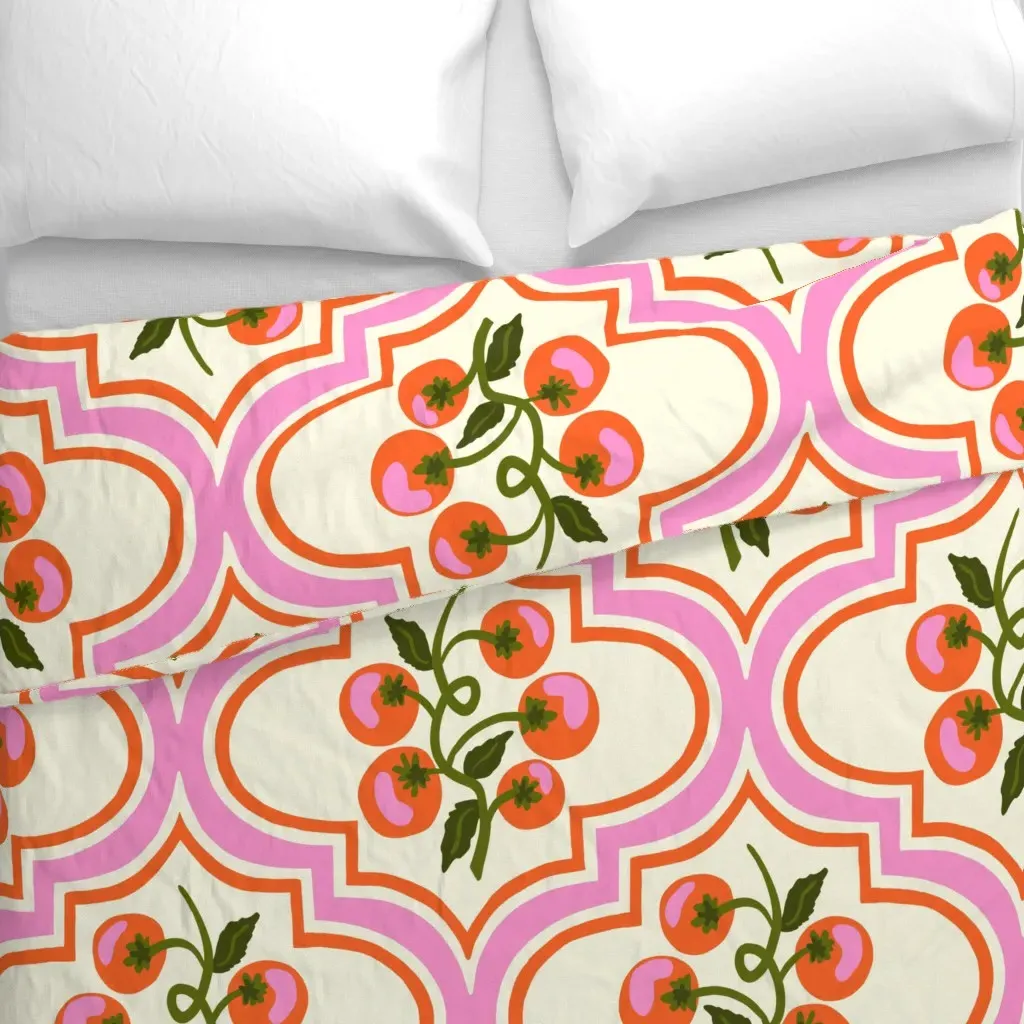 Red Tomato Vine Duvet Cover - Orange alternate view