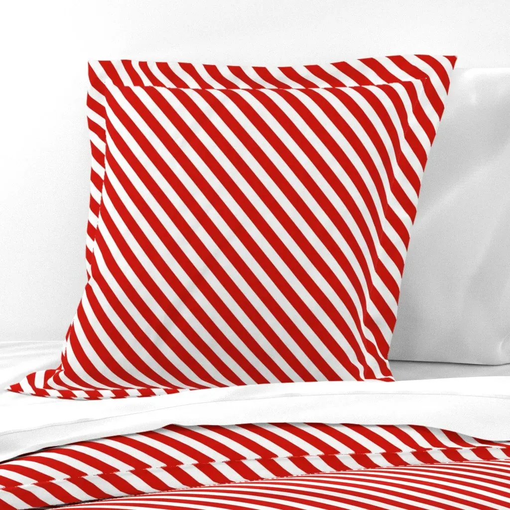 Red & White Candy Stripe Diagonal Euro Pillow Sham - Red product