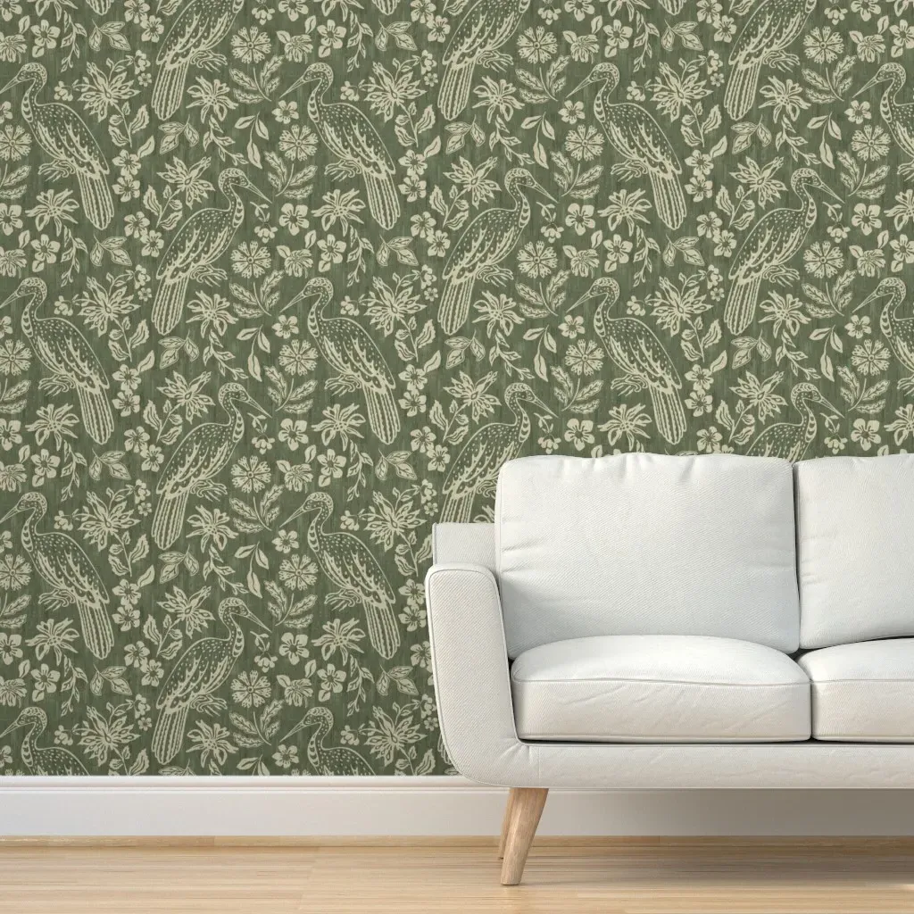 Refined Bohemian Bird Peel and Stick Wallpaper - Sage Green product