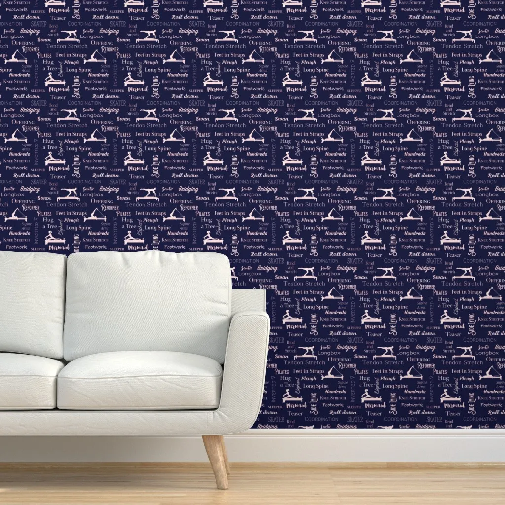 Reformer Pilates Words Peel and Stick Wallpaper - Navy product