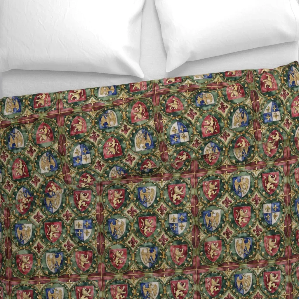 Regal Heraldry Tapestry Tiles Duvet Cover - Red alternate view