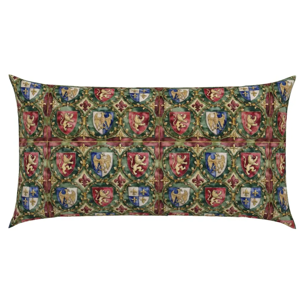 Regal Heraldry Tapestry Tiles King Pillow Sham - Red product