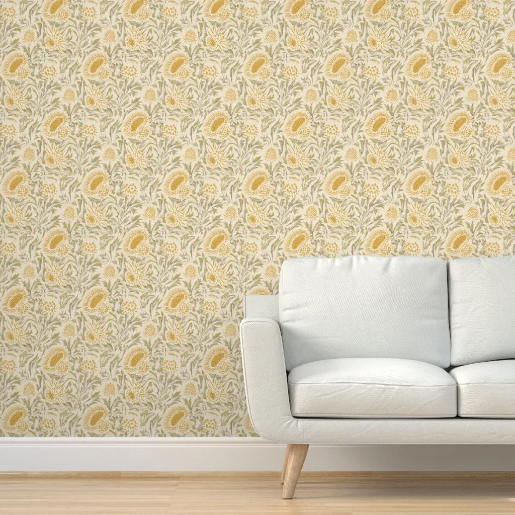 Regal Thistle Dancing Weeds Peel and Stick Wallpaper - Mustard Yellow product