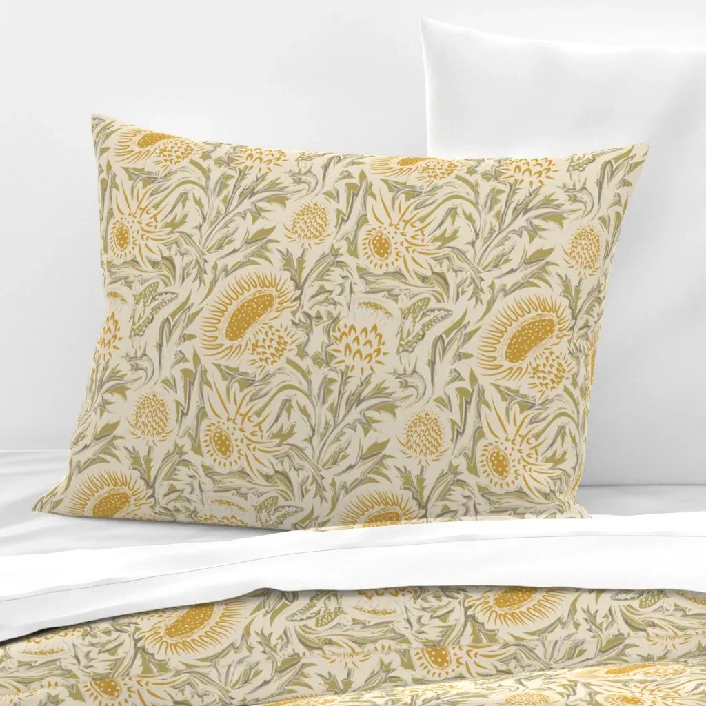Regal Thistle Dancing Weeds Standard Knife Edge Pillow - Mustard Yellow, Cotton Sateen product