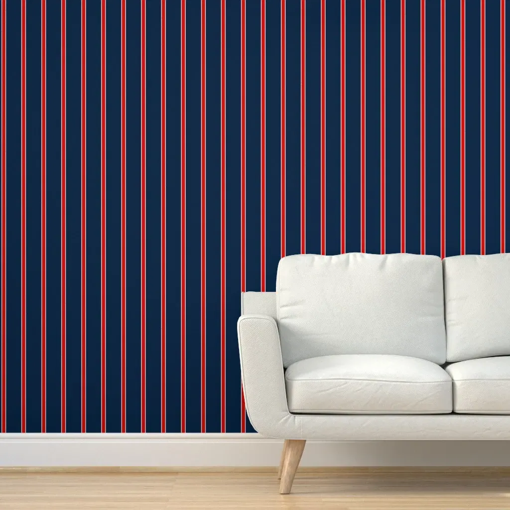 Regiment Stripes Peel and Stick Wallpaper - Blue, Gray product