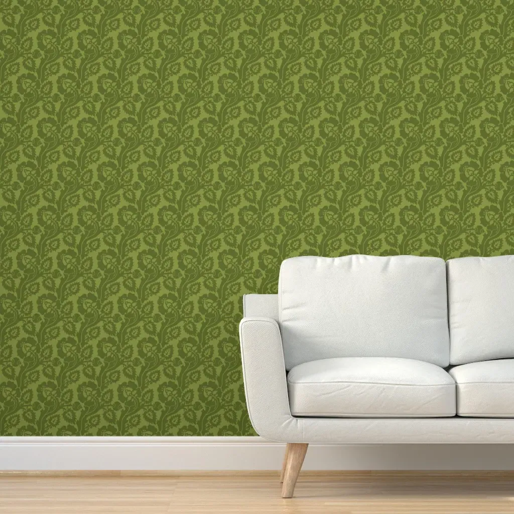 Renaissance Floral Peel and Stick Wallpaper - Olive Green product