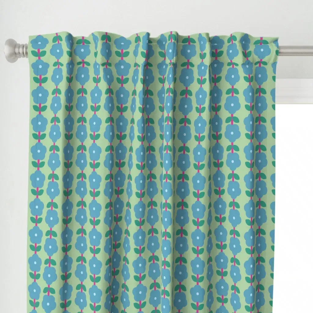 Retro 60s 70s Abstract Curtain Panel - Blue alternate view