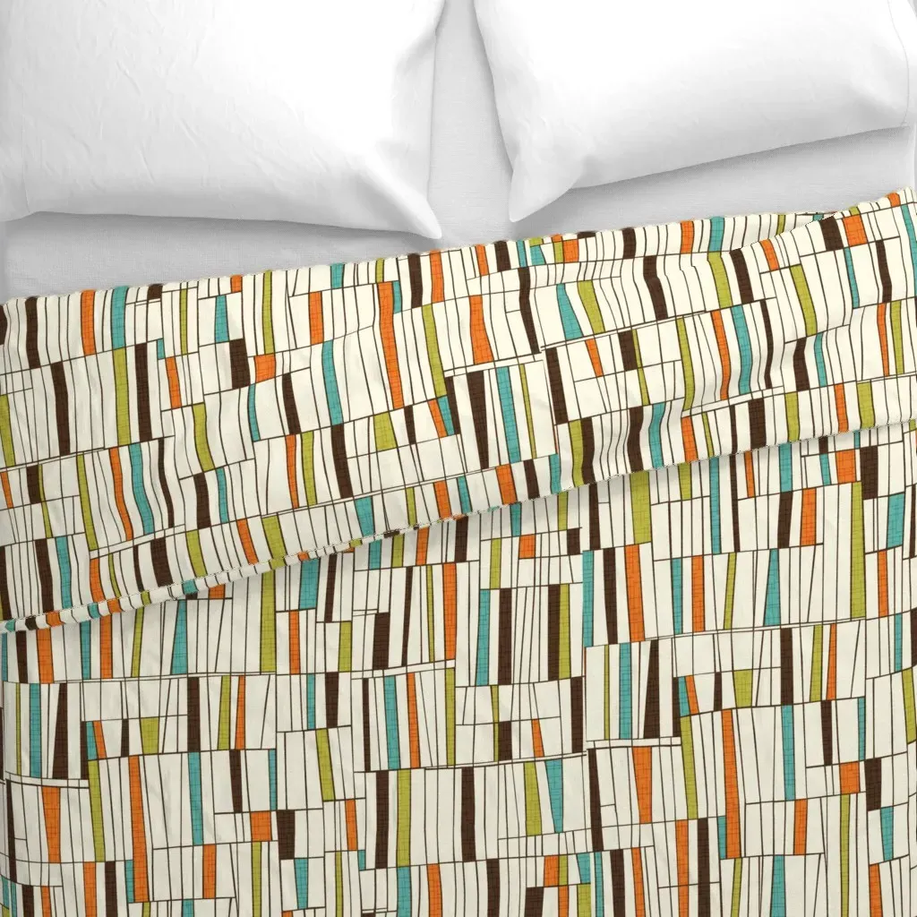 Retro Atomic Teak Danish Duvet Cover - Off-White alternate view