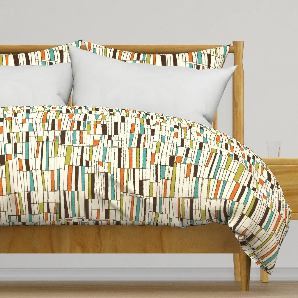 Retro Atomic Teak Danish Duvet Cover - Off-White product