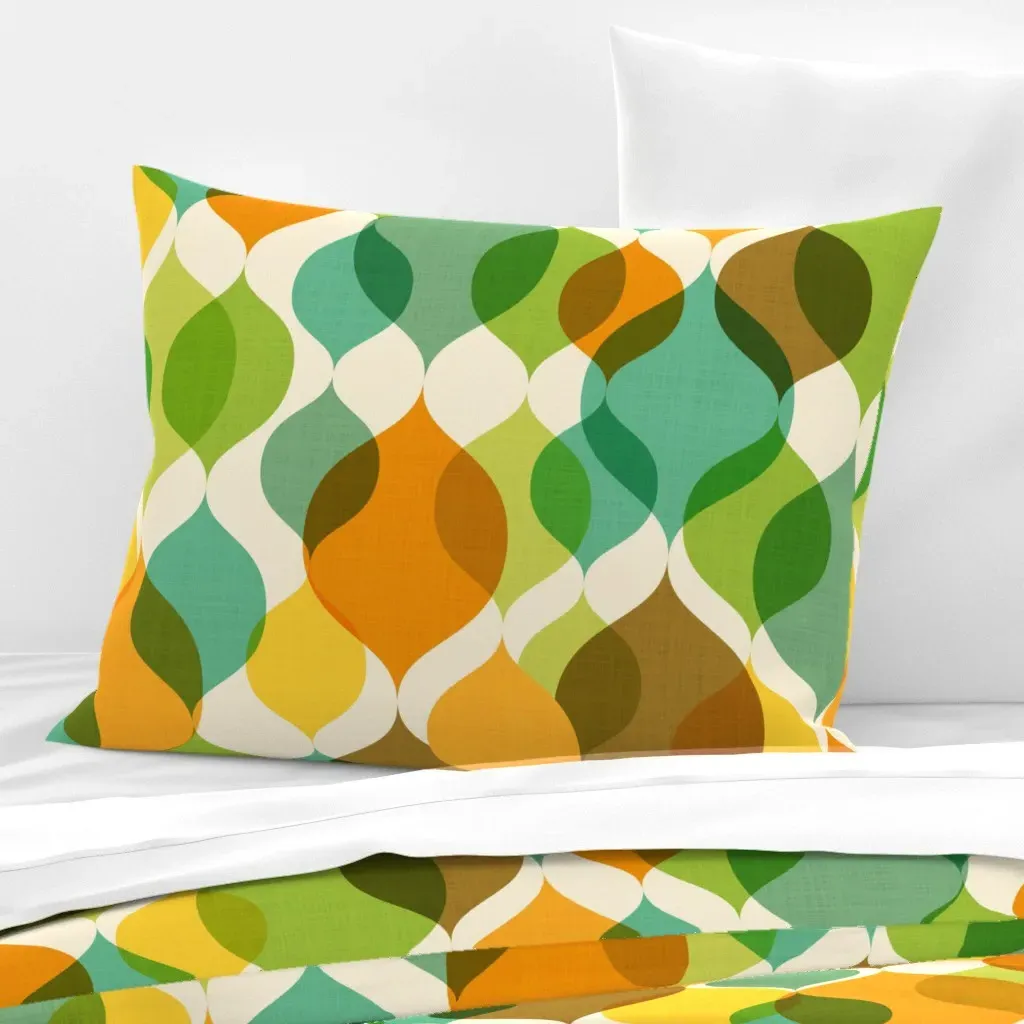 Retro Atomic Teardrop Standard Knife Edge Pillow - Teal, Cotton Sateen product