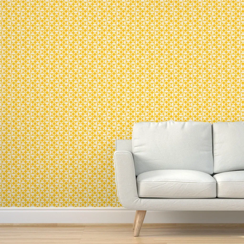 Retro Bauhaus Arches Geometric Peel and Stick Wallpaper - Yellow product