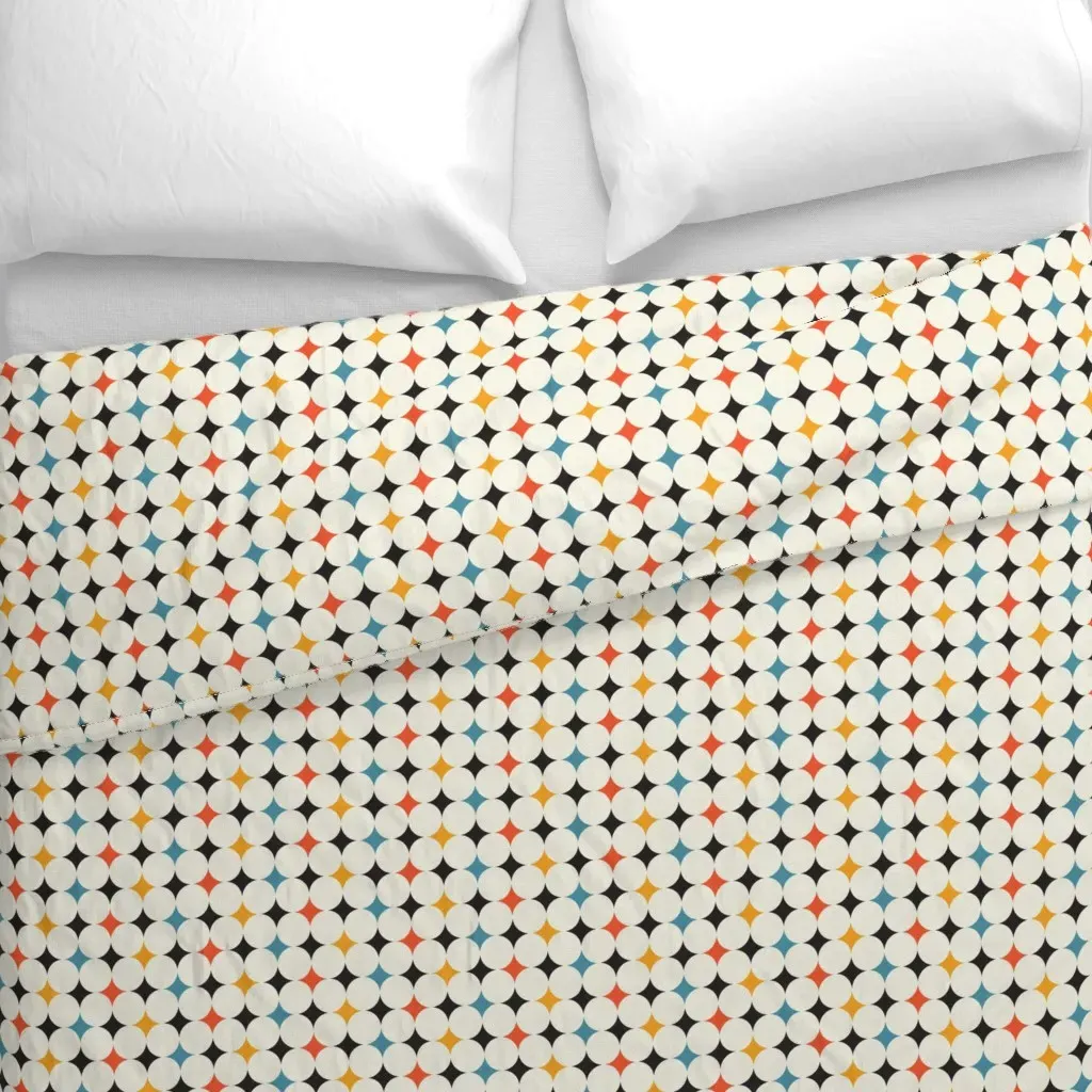 Retro Bauhaus Diamonds Duvet Cover - Black alternate view