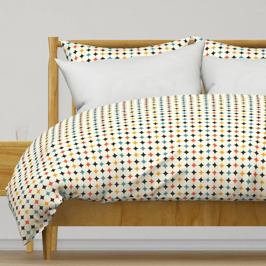 Retro Bauhaus Diamonds Duvet Cover - Black product