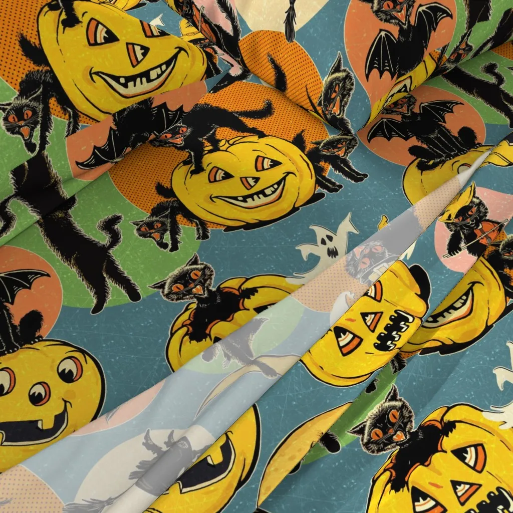 Retro Black Cat Halloween King Size Sheet Set - Yellow alternate view