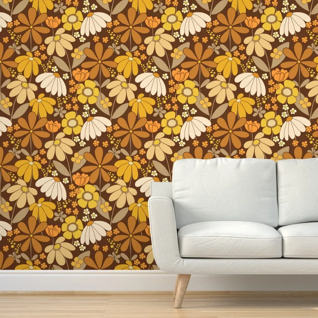 Retro Bloom Peel and Stick Wallpaper - Yellow product