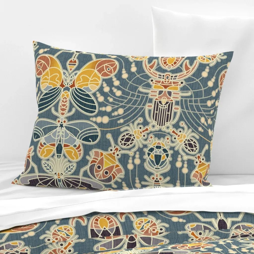 Retro Bugs Standard Knife Edge Cushion Cover - Mustard Yellow, Cotton Sateen product
