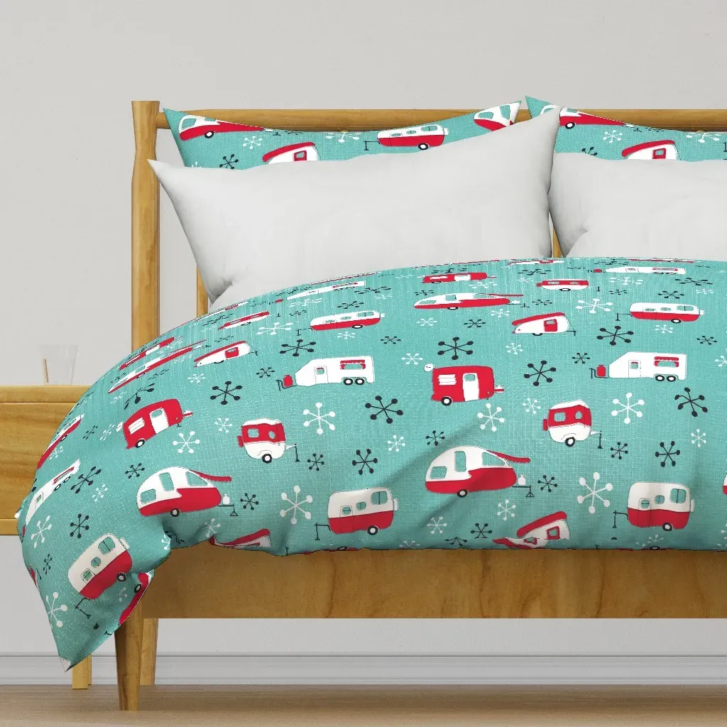 Retro Campers Duvet Cover - Red product