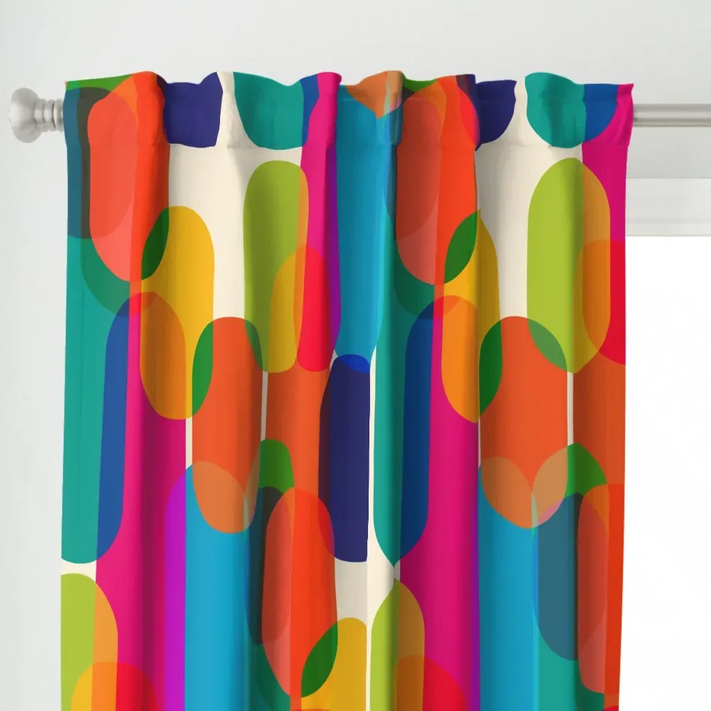 Retro Capsule Abstract Curtain Panel - Orange alternate view