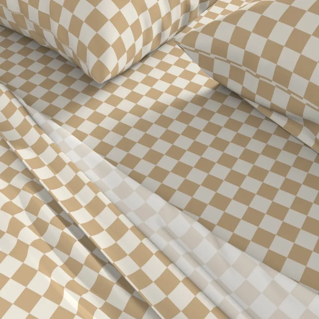 Retro Checker Checkerboard Queen Sheet Set - Beige alternate view
