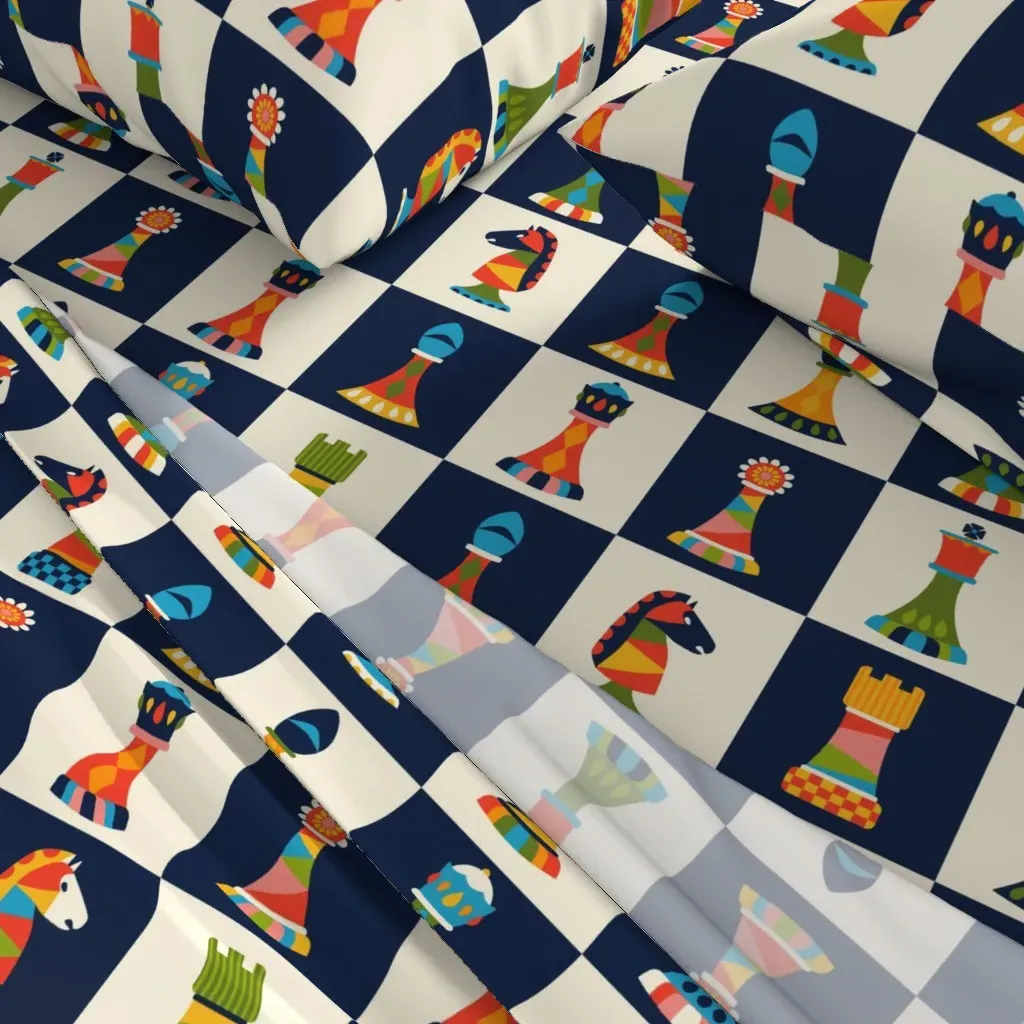 Retro Chess Pieces Full Sheet Set - Navy Blue alternate view