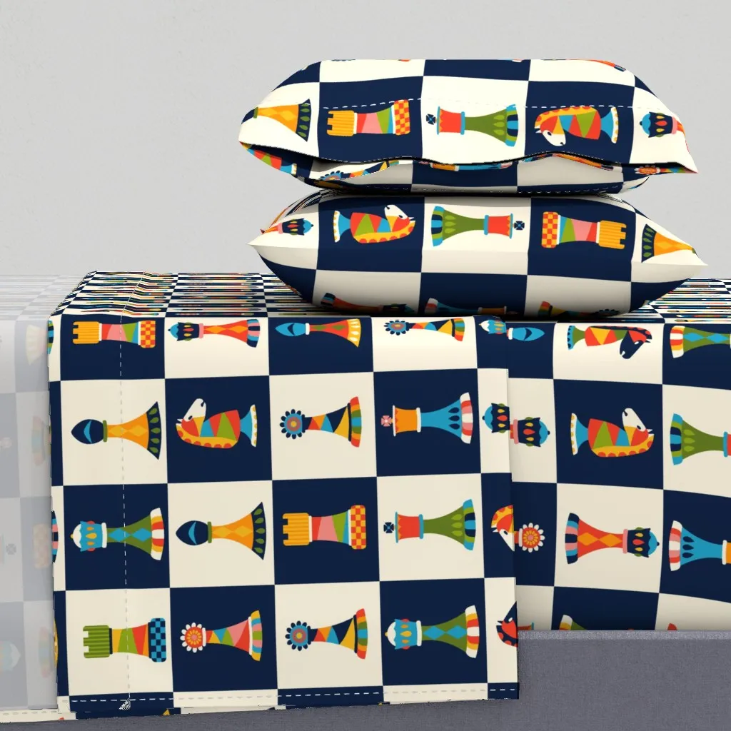 Retro Chess Pieces Full Sheet Set - Navy Blue product