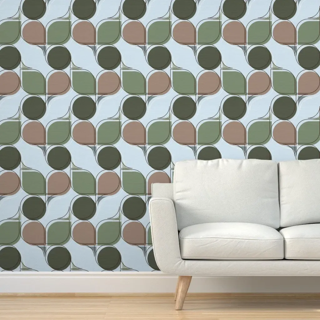 Retro Christmas Leaf Peel and Stick Wallpaper - Olive Green product