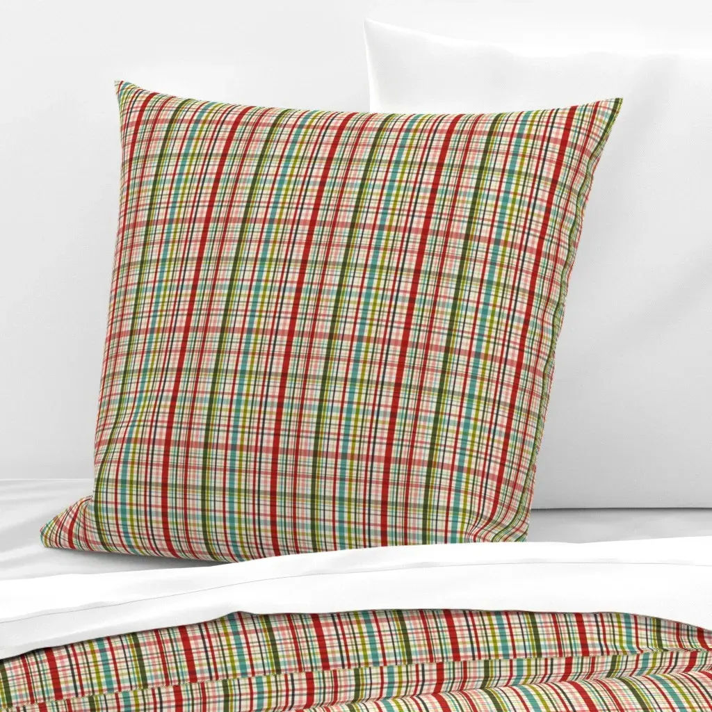 Retro Christmas Plaid Euro Pillow Sham - Red product