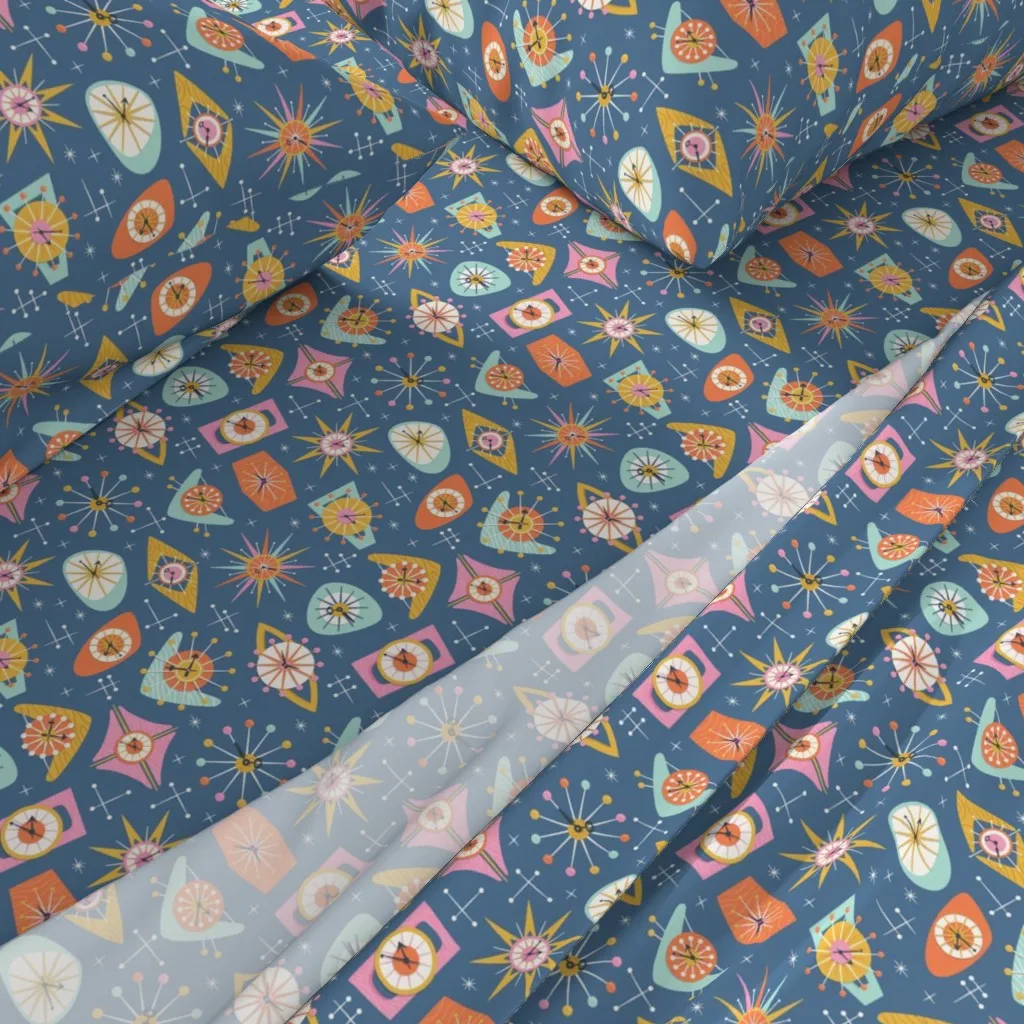 Retro Clocks Cal King Sheet Set - Teal alternate view
