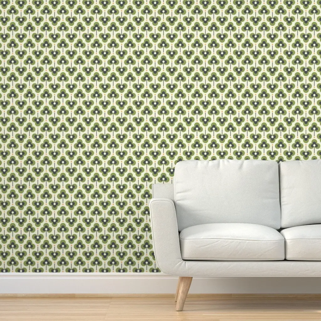 Retro Clovers Peel and Stick Wallpaper - Sage Green product