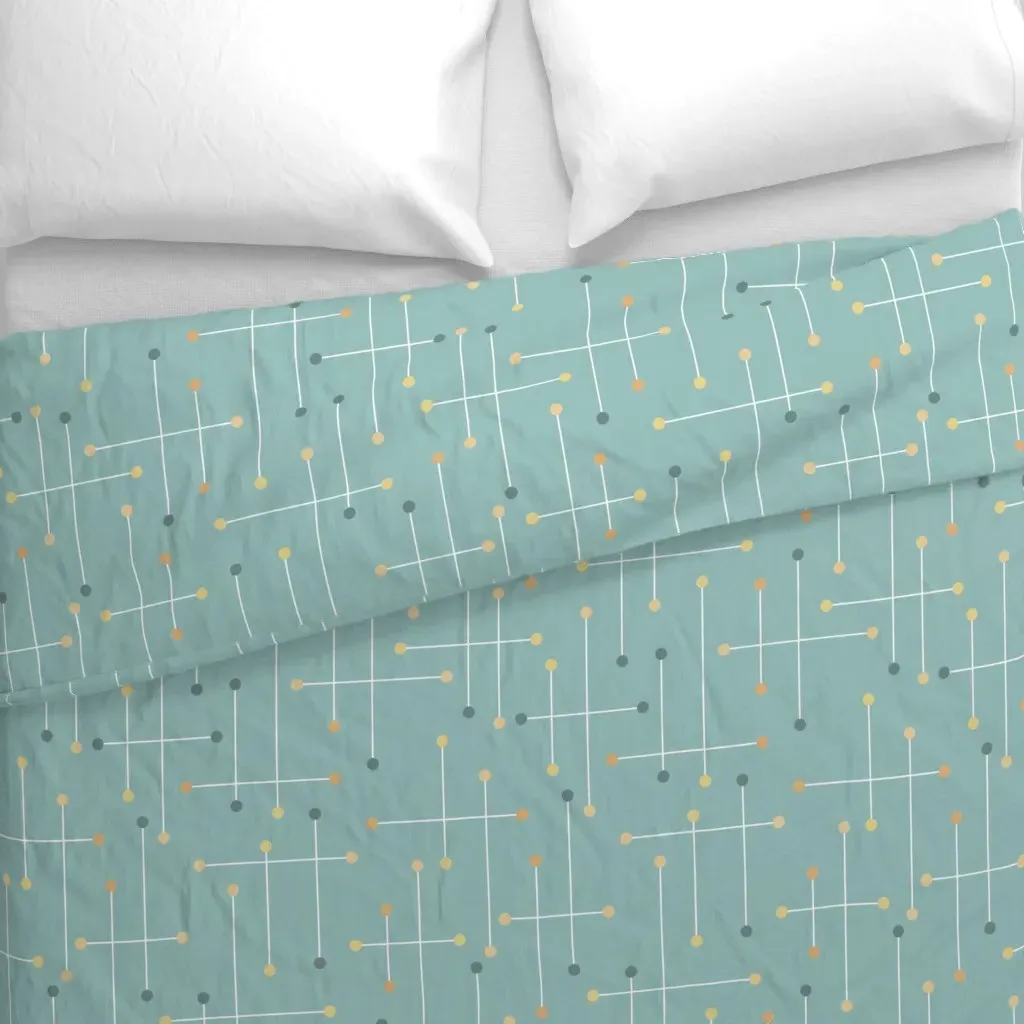 Retro Crosshatch-Mid Duvet Cover - Light Teal alternate view