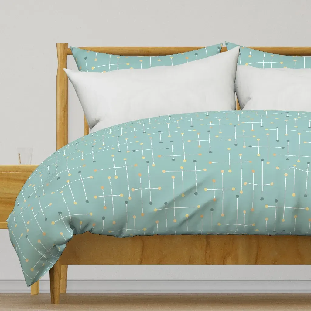 Retro Crosshatch-Mid Duvet Cover - Light Teal product