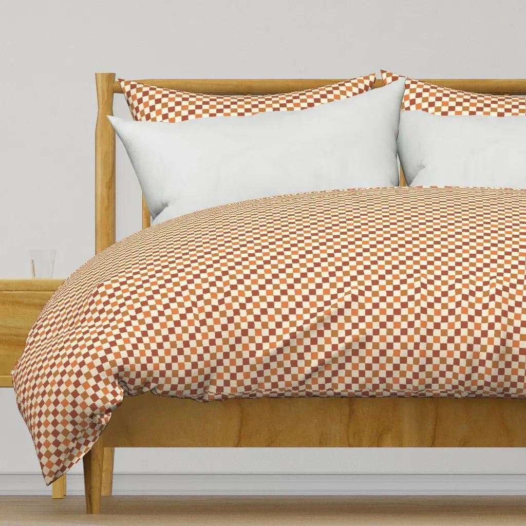 Retro Fall Checkers Duvet Cover - Burnt Orange product